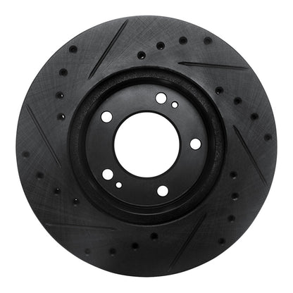 R1 Concepts R1 83-89 Chrysler Conquest Front Right Drilled & Slotted Black Brake Rotor