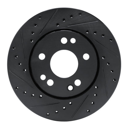 R1 Concepts R1 90-92 Mercedes-Benz 300TE Front Left Drilled & Slotted Black Brake Rotor