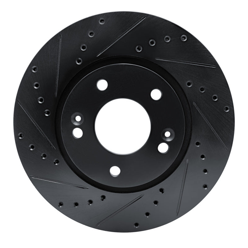 R1 Concepts R1 07-09 Hyundai Santa Fe Front Left Drilled & Slotted Black Brake Rotor