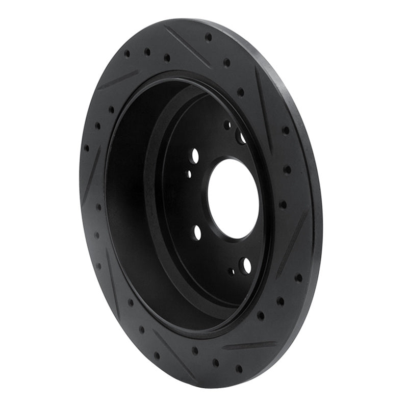R1 Concepts R1 05-10 Honda Odyssey Rear Left Drilled & Slotted Black Brake Rotor