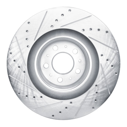 R1 Concepts R1 20-25 Tesla Model Y Front Right Drilled & Slotted Silver Brake Rotor