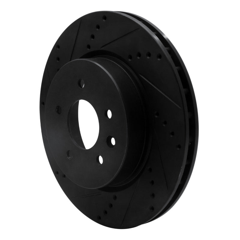 R1 Concepts R1 00-06 Jaguar XJR Rear Left Drilled & Slotted Black Brake Rotor