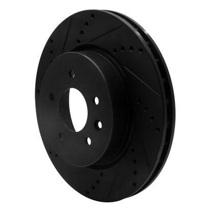 R1 Concepts R1 00-06 Jaguar XJR Rear Left Drilled & Slotted Black Brake Rotor
