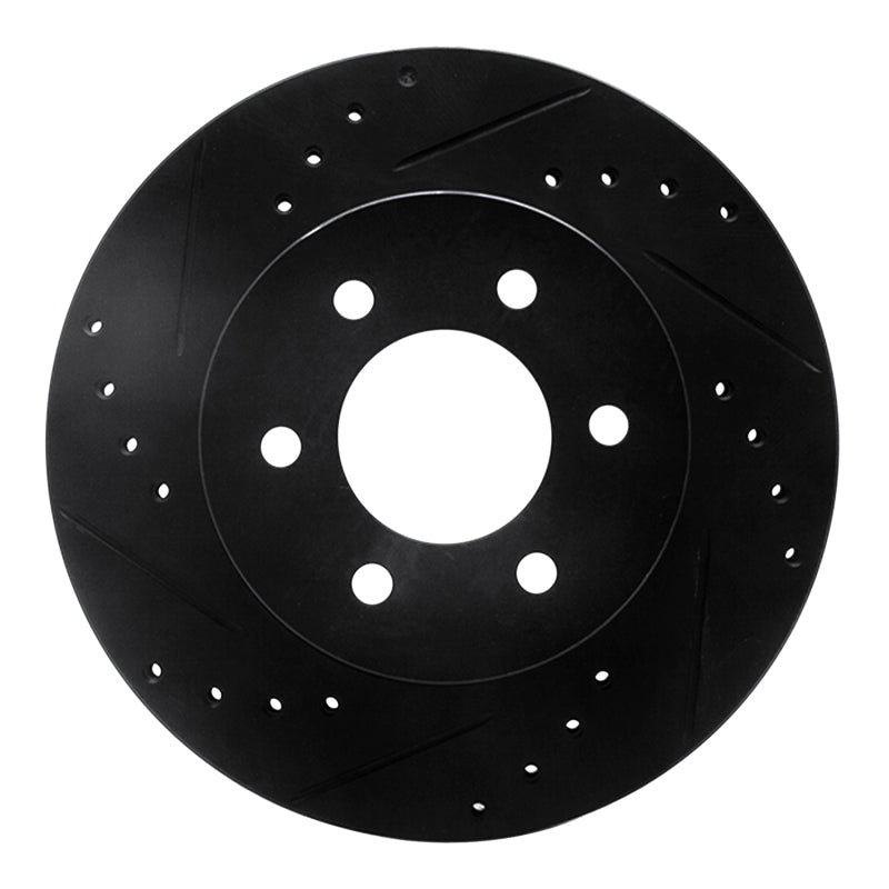 R1 Concepts R1 91-96 Dodge Dakota 4WD Front Left Drilled & Slotted Black Brake Rotor