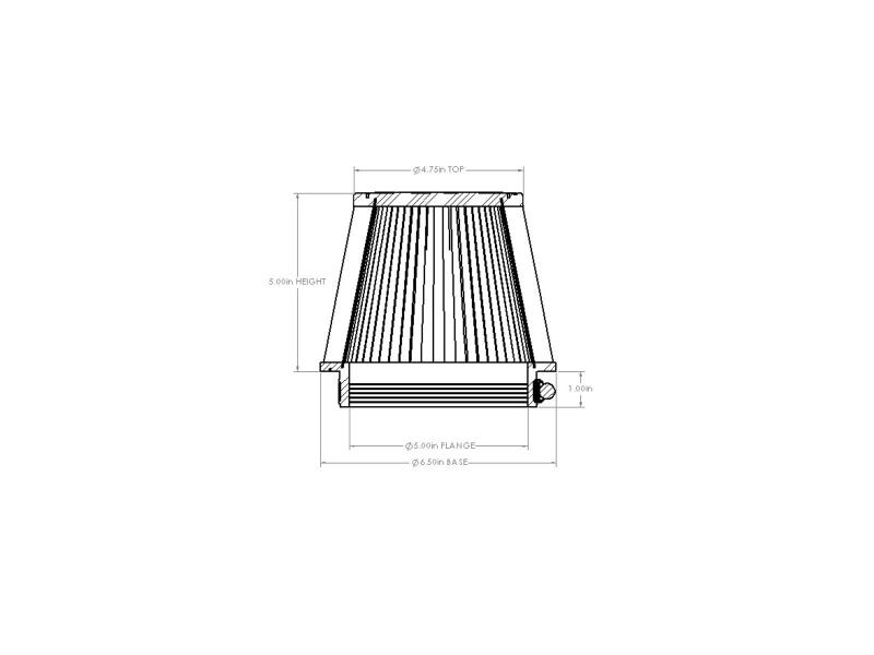 aFe POWER Universal Clamp-On Air Filter w/ D2 Dura-Dry Media - 5in F x 6.5in B x 4.75in T x 5in H