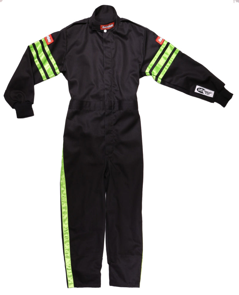 RaceQuip Green Trim SFI-1 JR. Suit - Kids XXS