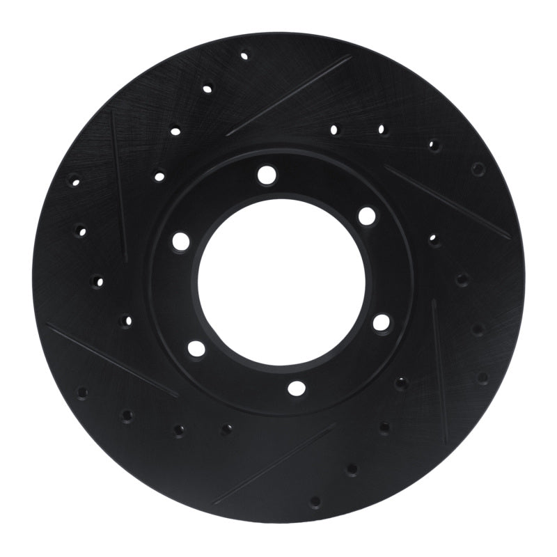 R1 Concepts R1 87-88 Toyota Pickup Front Left Drilled & Slotted Black Brake Rotor