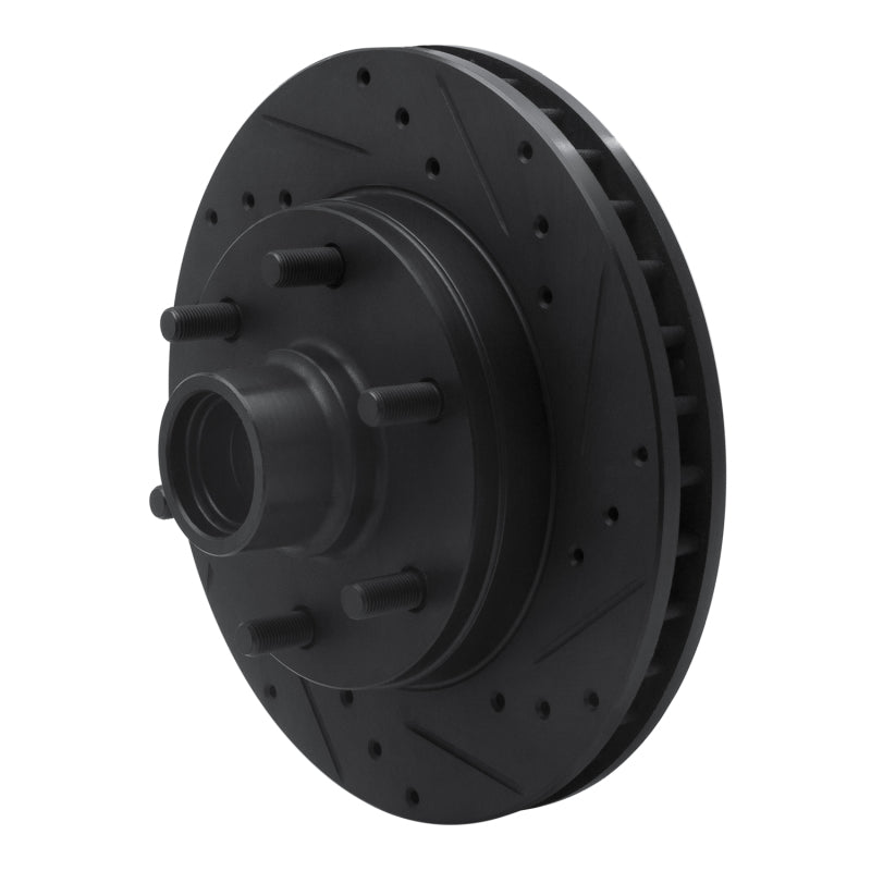 R1 Concepts R1 88-96 Chevrolet C2500 Front Right Drilled & Slotted Black Brake Rotor