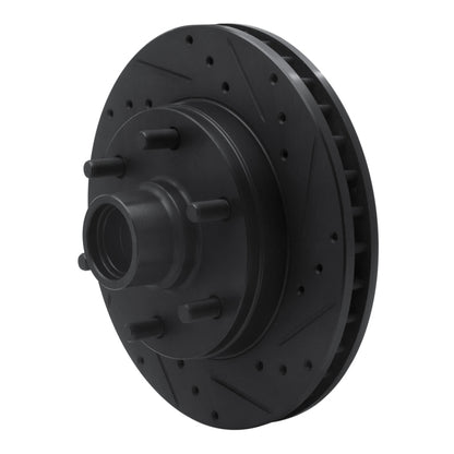R1 Concepts R1 88-96 Chevrolet C2500 Front Right Drilled & Slotted Black Brake Rotor