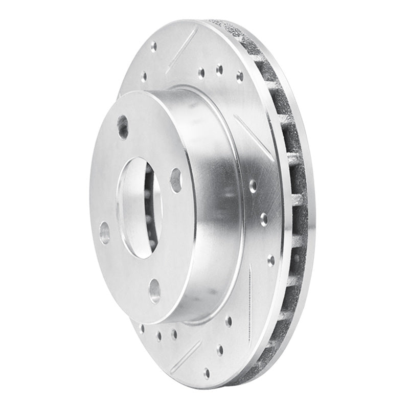 R1 Concepts R1 81-94 Ford Escort Front Left Drilled & Slotted Silver Brake Rotor
