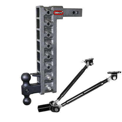 GEN-Y Hitch Gen-Y Mega Duty 2in Shank 17.5in Drop 10K Hitch w/Dual-Ball/Pintle Lock/Stabilizer Kit