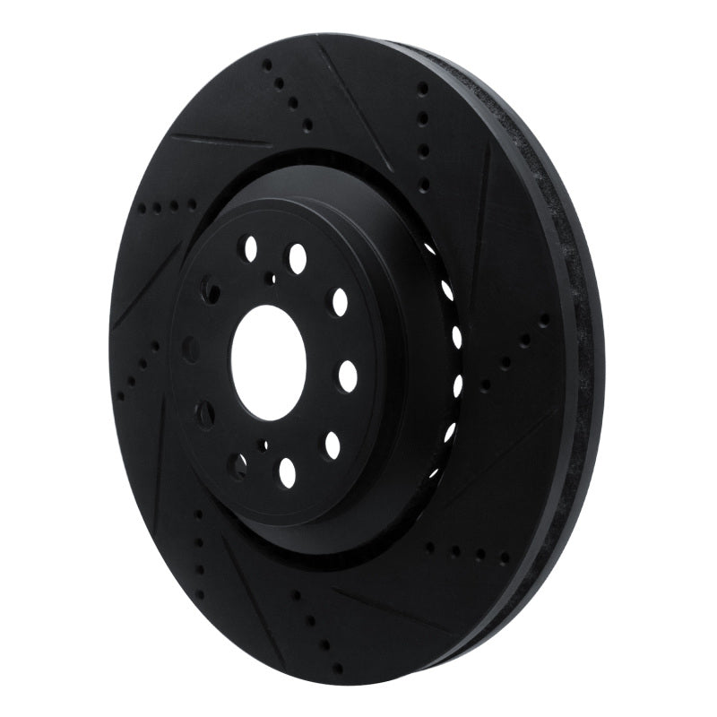 R1 Concepts R1 07-23 Lexus LS500 Right Front Drilled & Slotted Black Brake Rotor