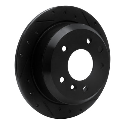 R1 Concepts R1 86-89 Jaguar XJ12 Rear Right Drilled & Slotted Black Brake Rotor