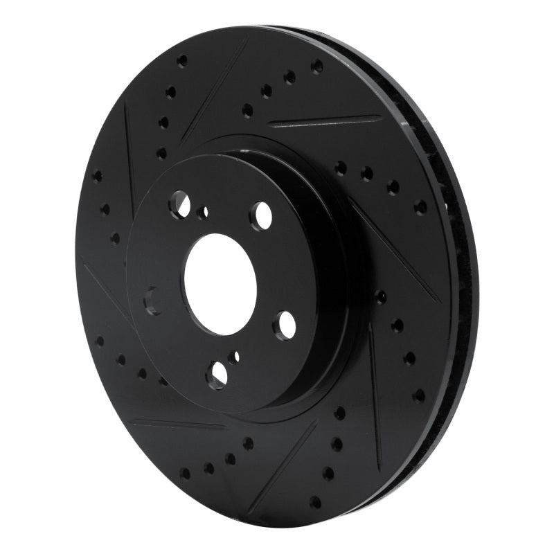 R1 Concepts R1 00-10 Pontiac Vibe Front Left Drilled & Slotted Black Brake Rotor