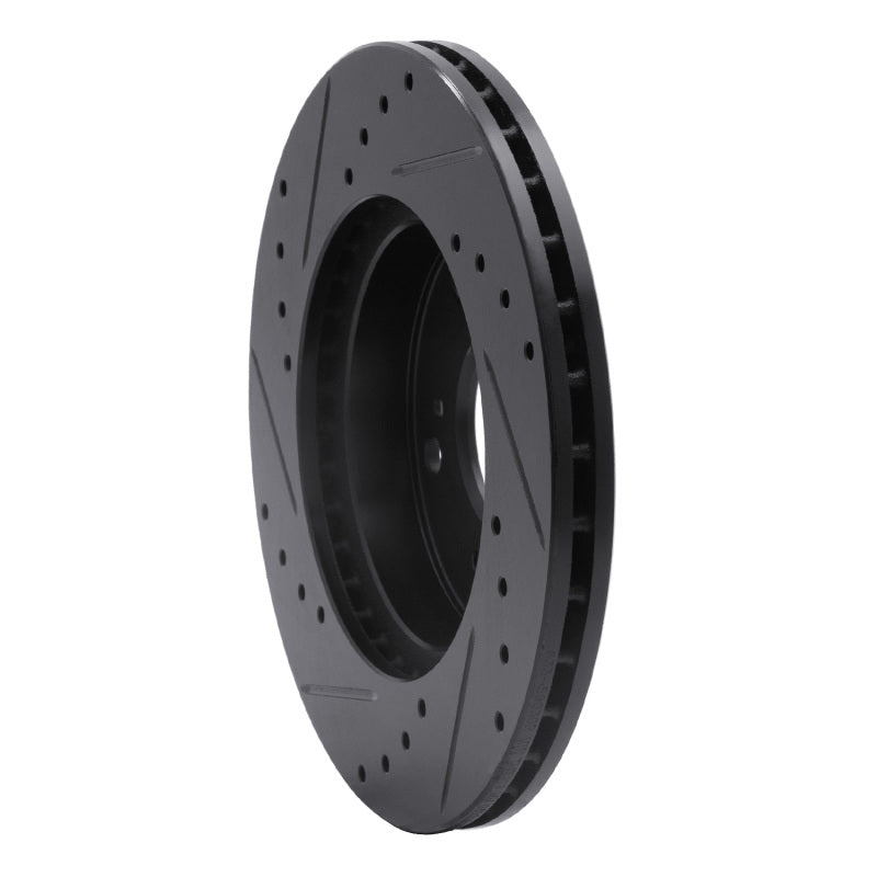 R1 Concepts R1 02-15 Acura RSX Front Right Drilled & Slotted Black Brake Rotor