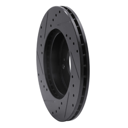 R1 Concepts R1 02-15 Acura RSX Front Right Drilled & Slotted Black Brake Rotor