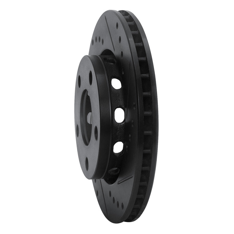 R1 Concepts R1 00-02 Audi S4 Rear Right Drilled & Slotted Black Brake Rotor