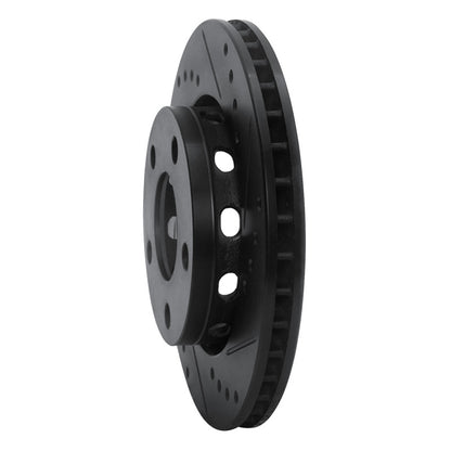 R1 Concepts R1 00-02 Audi S4 Rear Right Drilled & Slotted Black Brake Rotor