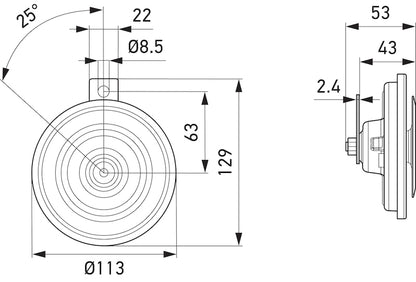 Hella Horn Disc 24V 400Hz Htone (B36)