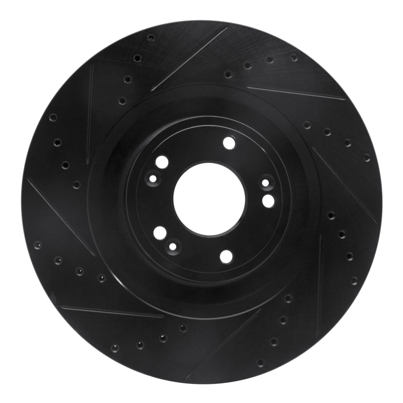 R1 Concepts R1 12-17 Genesis G80 Front Left Drilled & Slotted Black Brake Rotor