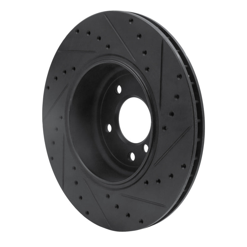 R1 Concepts R1 04-10 BMW 535I Rear Left Drilled & Slotted Black Brake Rotor