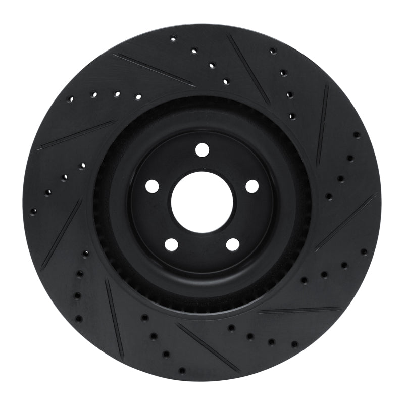 R1 Concepts R1 16-18 Ford Focus Front Left Drilled & Slotted Black Brake Rotor