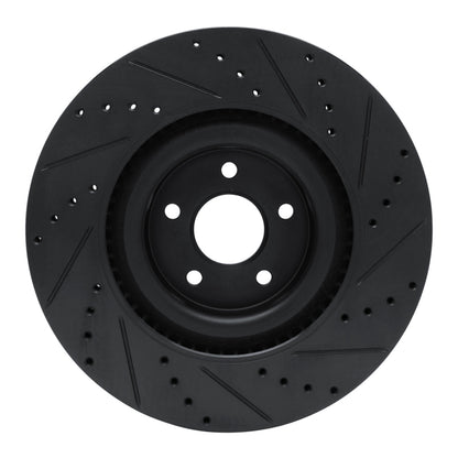 R1 Concepts R1 16-18 Ford Focus Front Left Drilled & Slotted Black Brake Rotor