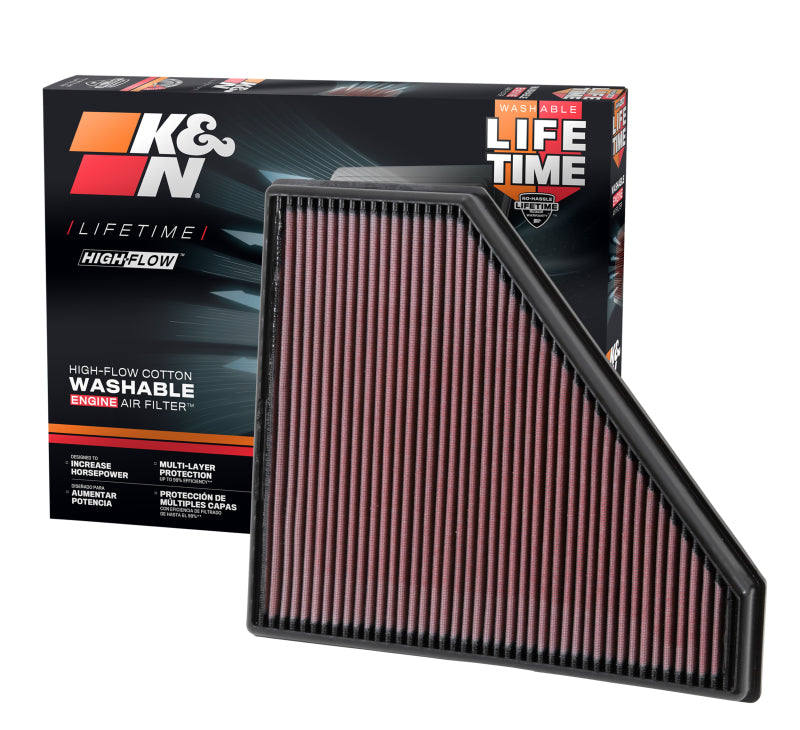 K&N Engineering K&N Replacement Panel Air Filter 12.313in OS L x 10.313in OS W x 1.188in H for 13-14 Cadillac ATS