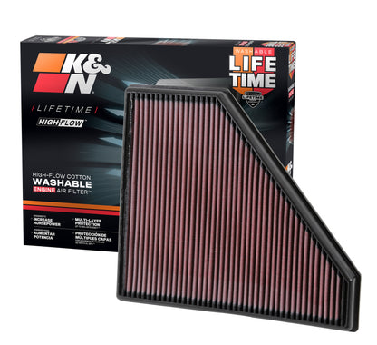 K&N Engineering K&N Replacement Panel Air Filter 12.313in OS L x 10.313in OS W x 1.188in H for 13-14 Cadillac ATS