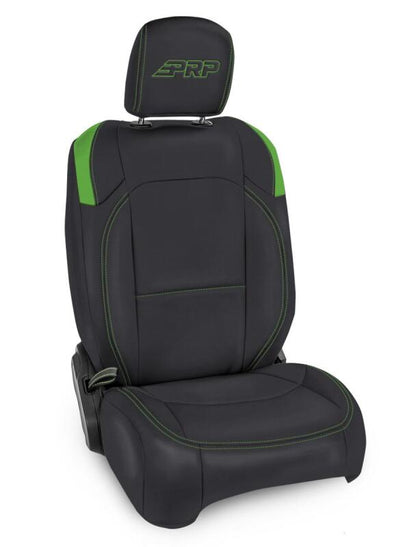 PRP Seats PRP Jeep Wrangler JL Front Seat Covers Jeep Gladiator JT- with Pocket Back (Pair) - Black/Green