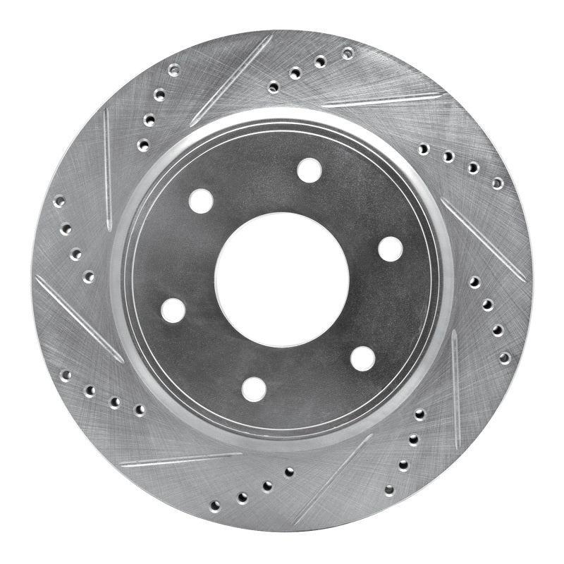 R1 Concepts R1 05-07 Infiniti QX56 Front Left Drilled & Slotted Silver Brake Rotor