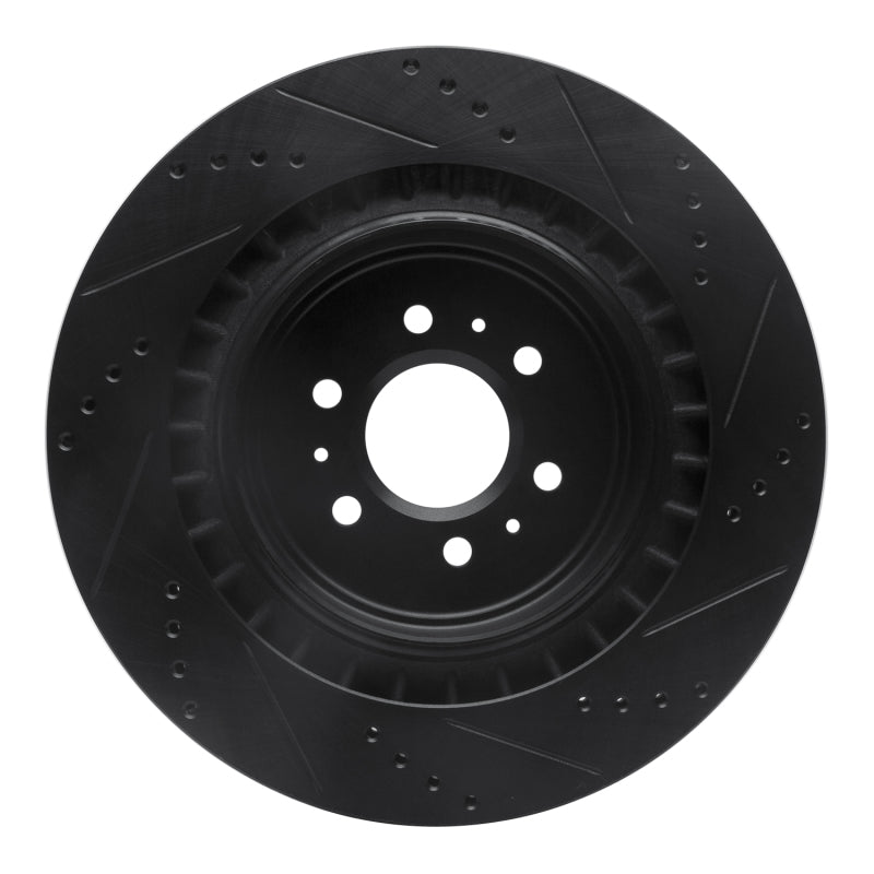 R1 Concepts R1 04-11 Cadillac STS Rear Left Drilled & Slotted Black Brake Rotor