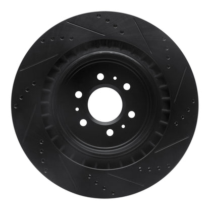 R1 Concepts R1 04-11 Cadillac STS Rear Left Drilled & Slotted Black Brake Rotor