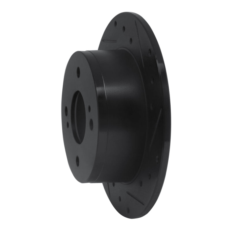R1 Concepts R1 79-81 Nissan 200SX Rear Right Drilled & Slotted Black Brake Rotor