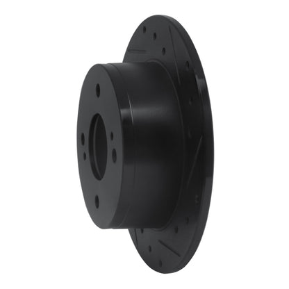 R1 Concepts R1 79-81 Nissan 200SX Rear Right Drilled & Slotted Black Brake Rotor
