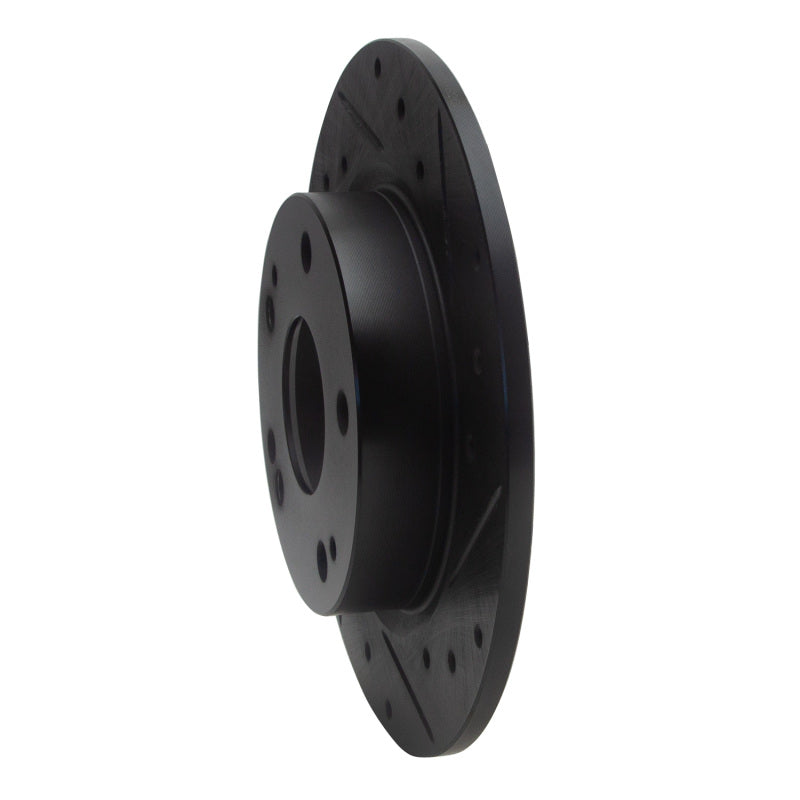R1 Concepts R1 2016-2025 Honda Civic Hatchback Rear Right Drilled & Slotted Black Brake Rotor