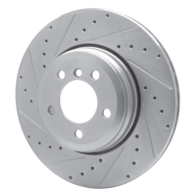 R1 Concepts R1 02-05 BMW 760LI Rear Left Drilled & Slotted Silver Brake Rotor