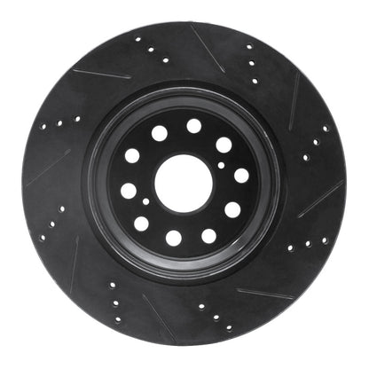 R1 Concepts R1 07-17 Lexus LS460 Left Rear Drilled & Slotted Black Brake Rotor
