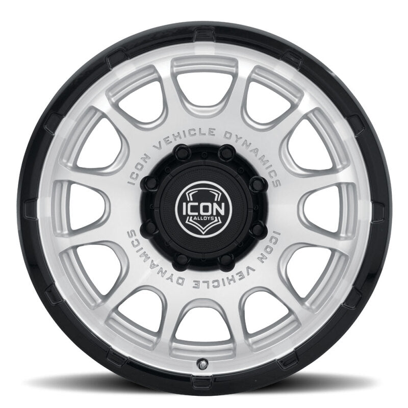ICON Alloys Rancho 20x9 / 8x180 / 12mm / 5.5in BS Silver Machined w/ Gloss Black Lip Wheel
