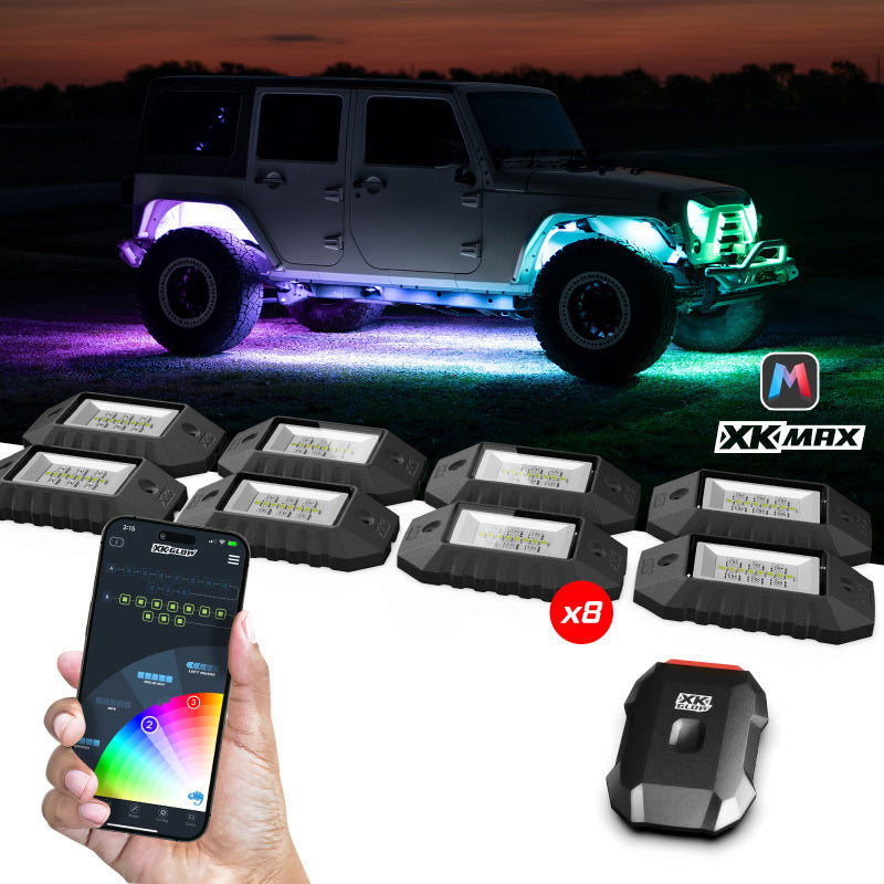 XKGLOW XK Glow RGBW 8pc Addressable LED Rock Light Kit