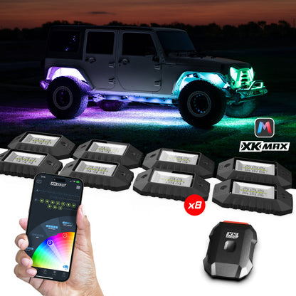 XKGLOW XK Glow RGBW 8pc Addressable LED Rock Light Kit
