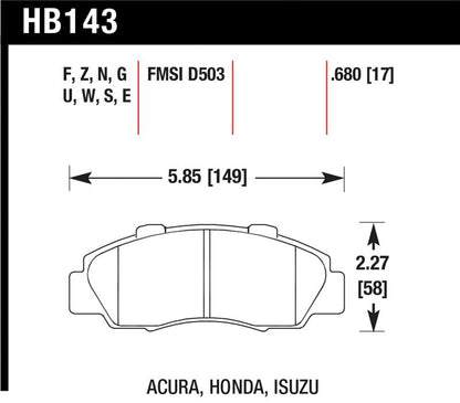 Hawk Performance Hawk 97-01 Honda Prelude Performance Ceramic Street Front Brake Pads
