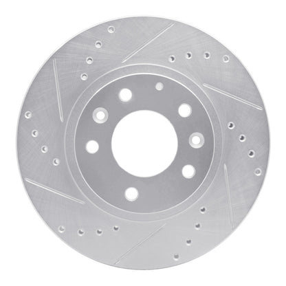 R1 Concepts R1 06-15 Mazda MX-5 Miata Front Left Drilled & Slotted Silver Brake Rotor