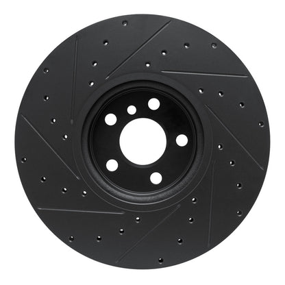 R1 Concepts R1 16-25 BMW 330e Left Front Drilled & Slotted Black Brake Rotor