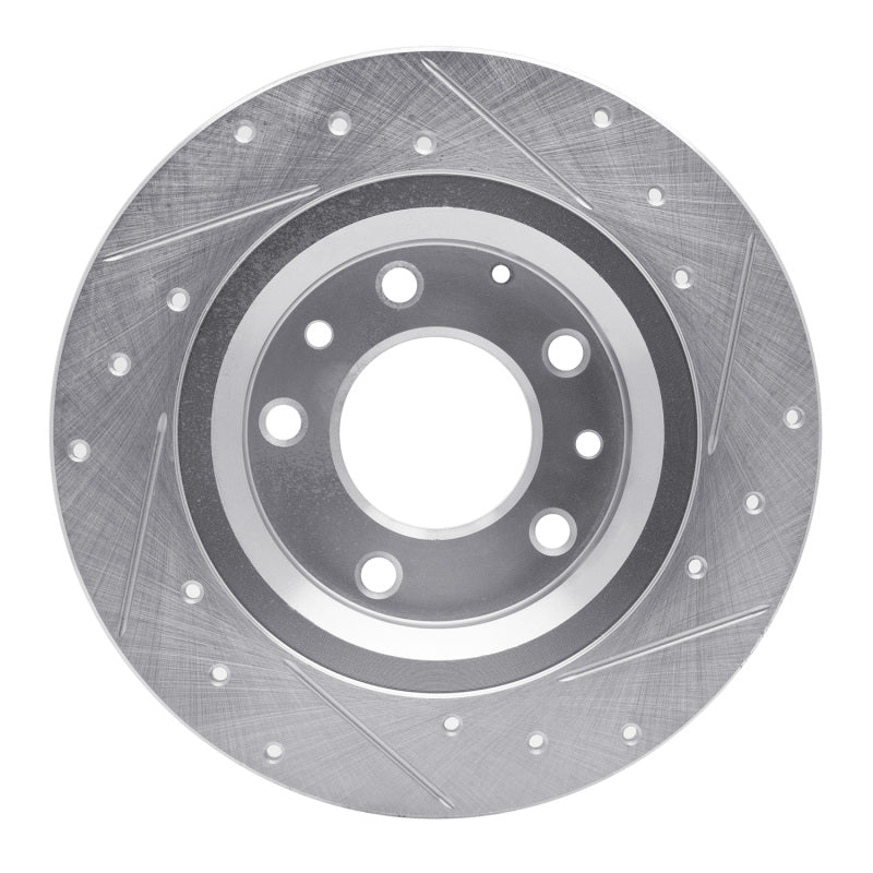 R1 Concepts R1 98-15 Ford Fusion Rear Left Drilled & Slotted Silver Brake Rotor