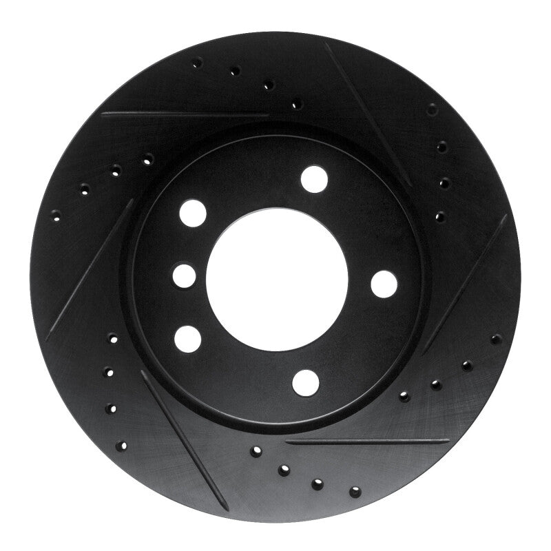 R1 Concepts R1 05-07 BMW 120i (Mexico) Front Right Drilled & Slotted Black Brake Rotor