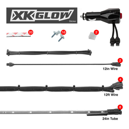 XKGLOW XK Glow Tube Single Color Underglow LED Accent Light Car/Truck Kit Light Blue - 8x24In