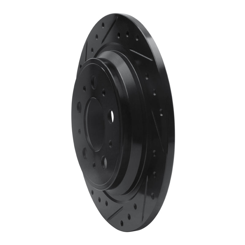 R1 Concepts R1 98-00 Volvo S70 Rear Left Drilled & Slotted Black Brake Rotor