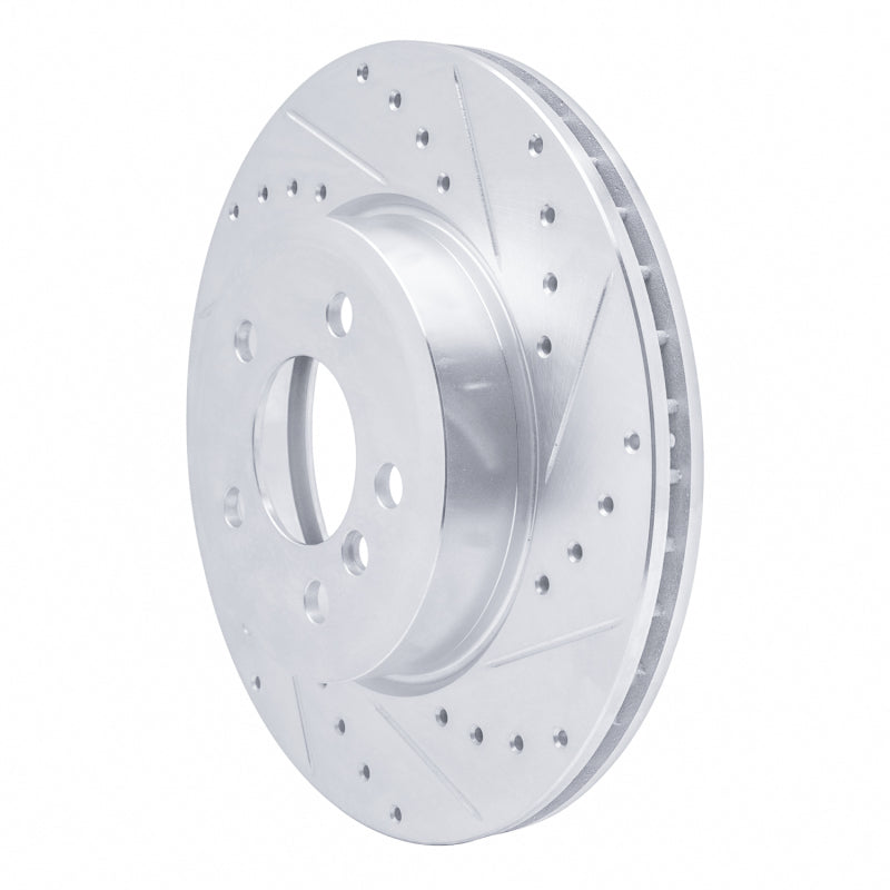 R1 Concepts R1 04-10 BMW X3 Front Right Drilled & Slotted Silver Brake Rotor