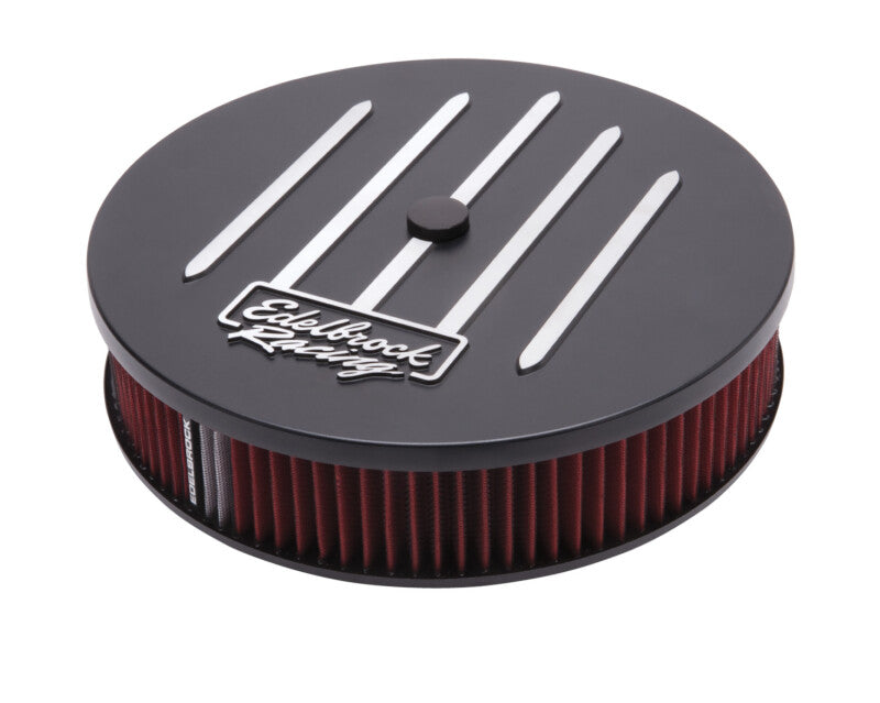 Edelbrock Air Cleaner Racing Series Round Aluminum Top Cloth Element 14In Dia X 3 125In Dropped Base